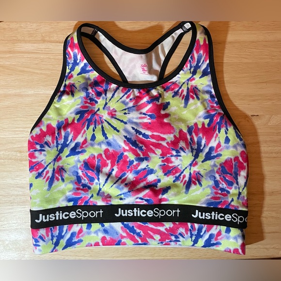 Justice Other - JUSTICE Girls Seamless Longline Sports Bra Hot Pink Tie Dye Sz 38